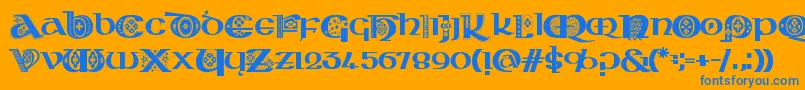 KingthingsKelltika Font – Blue Fonts on Orange Background