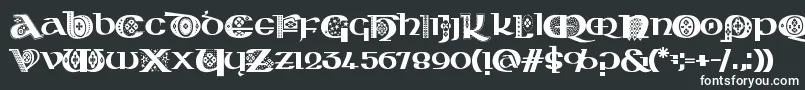 KingthingsKelltika-fontti – valkoiset fontit mustalla taustalla