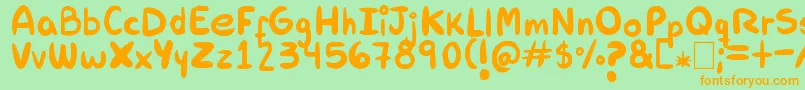 フォントRab – オレンジの文字が緑の背景にあります。