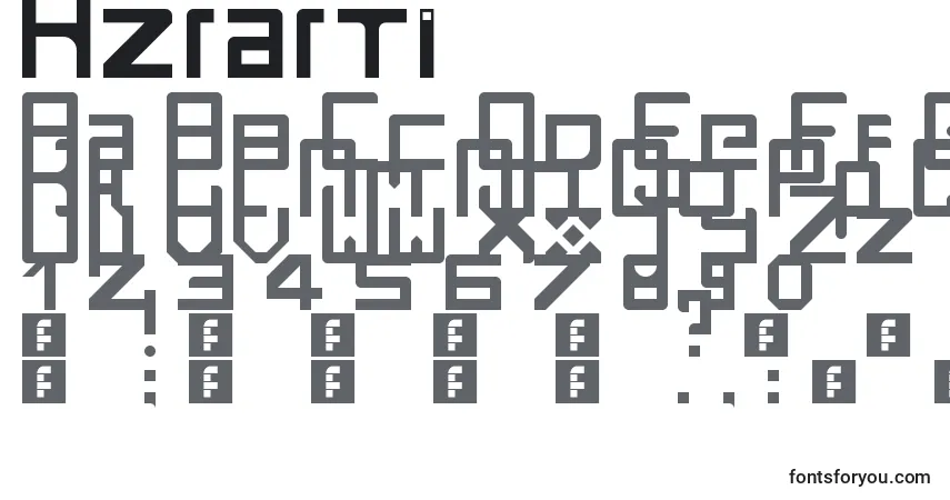 A fonte Rzrarti – alfabeto, números, caracteres especiais