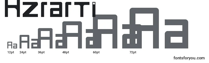 Размеры шрифта Rzrarti