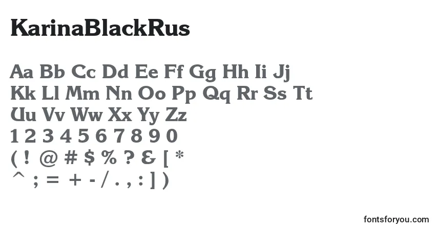 A fonte KarinaBlackRus – alfabeto, números, caracteres especiais