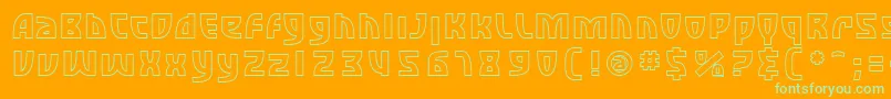 SfRetroesqueOutline-Schriftart – Grüne Schriften auf orangefarbenem Hintergrund