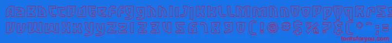 SfRetroesqueOutline Font – Red Fonts on Blue Background