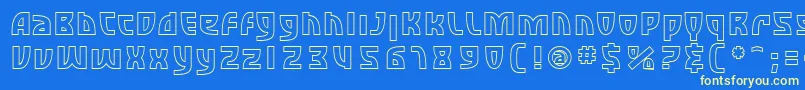 Fonte SfRetroesqueOutline – fontes amarelas em um fundo azul