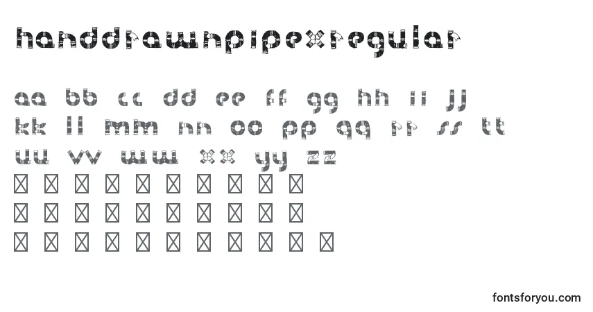 A fonte HanddrawnpipexRegular – alfabeto, números, caracteres especiais