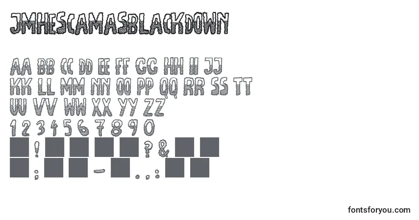 JmhEscamasBlackDown (97051) Font – alphabet, numbers, special characters