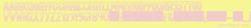 JmhEscamasBlackDown Font – Pink Fonts on Yellow Background