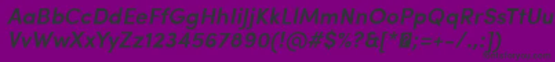SofiaProSemiboldItalic-fontti – mustat fontit violetilla taustalla