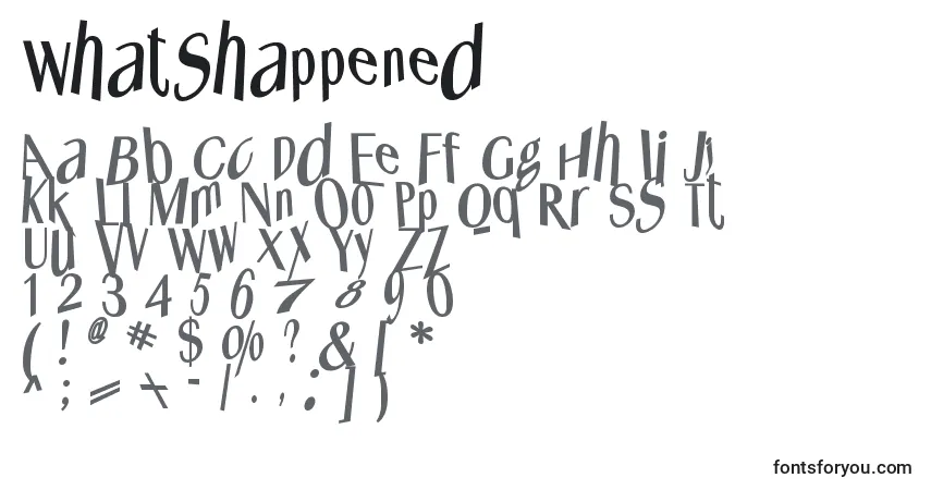 Шрифт Whatshappened – алфавит, цифры, специальные символы