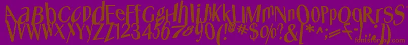 Whatshappened-Schriftart – Braune Schriften auf violettem Hintergrund
