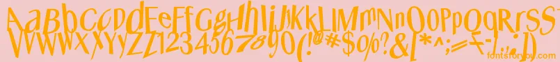 Saiba mais sobre a fonte Whatshappened Fonte Whatshappened – fontes laranjas em um fundo rosa