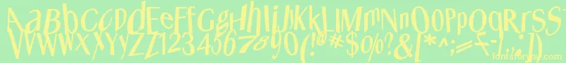 Whatshappened-Schriftart – Gelbe Schriften auf grünem Hintergrund