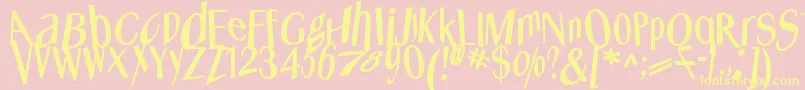 Whatshappened-Schriftart – Gelbe Schriften auf rosa Hintergrund