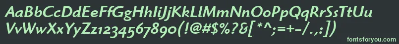 フォントHighlanderMdOsItcTtMedita – 黒い背景に緑の文字