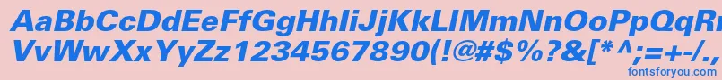 Weitere Informationen zur UniversltstdBlackobl-Schriftart UniversltstdBlackobl-Schriftart – Blaue Schriften auf rosa Hintergrund