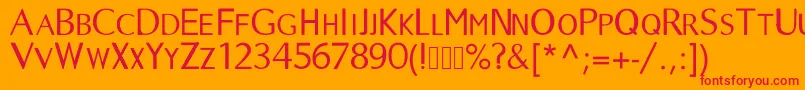 Longtime-Schriftart – Rote Schriften auf orangefarbenem Hintergrund