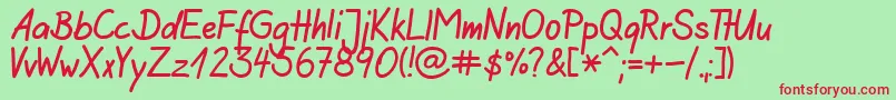 AgiloHandwriting-fontti – punaiset fontit vihreällä taustalla
