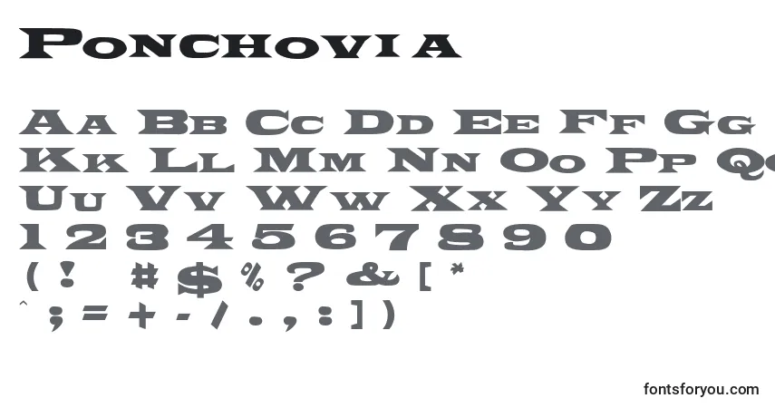 A fonte Ponchovia – alfabeto, números, caracteres especiais