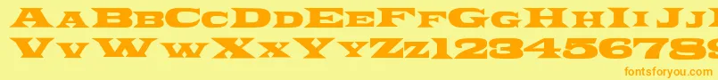 Ponchovia-Schriftart – Orangefarbene Schriften auf gelbem Hintergrund
