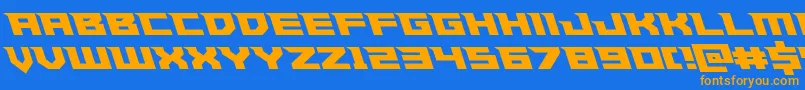 Paladinsleft-Schriftart – Orangefarbene Schriften auf blauem Hintergrund