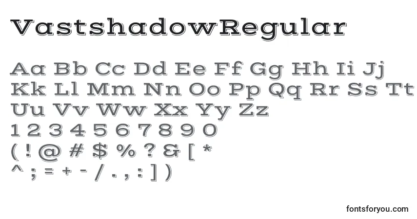 Шрифт VastshadowRegular – алфавит, цифры, специальные символы