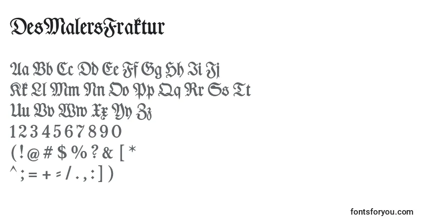 A fonte DesMalersFraktur – alfabeto, números, caracteres especiais