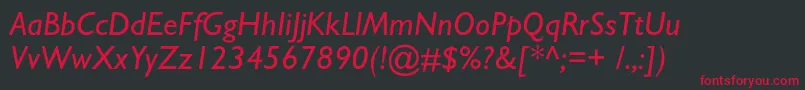 フォントAzgillsanscItalic – 黒い背景に赤い文字