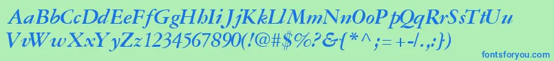 GaramondreprisesskBoldItalic Font – Blue Fonts on Green Background