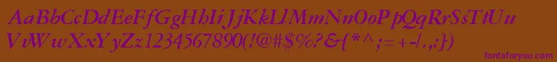 GaramondreprisesskBoldItalic Font – Purple Fonts on Brown Background