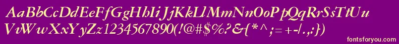 GaramondreprisesskBoldItalic Font – Yellow Fonts on Purple Background