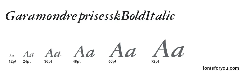 Размеры шрифта GaramondreprisesskBoldItalic