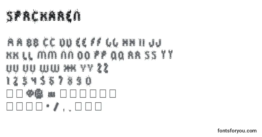 Schriftart Sprckaren – Alphabet, Zahlen, spezielle Symbole