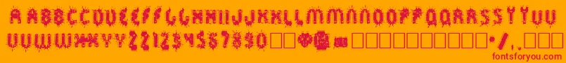 Fonte Sprckaren – fontes vermelhas em um fundo laranja