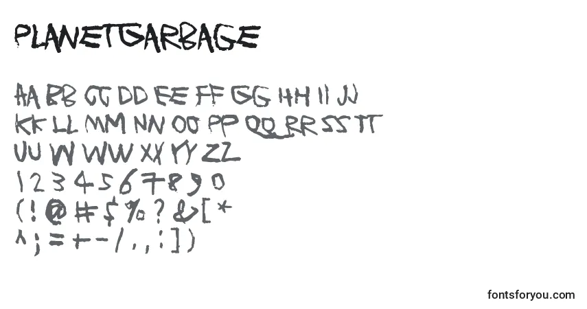 PlanetGarbage Font – alphabet, numbers, special characters