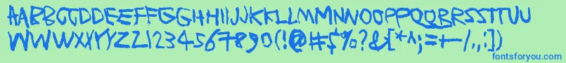 PlanetGarbage Font – Blue Fonts on Green Background