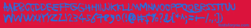 PlanetGarbage Font – Blue Fonts on Red Background