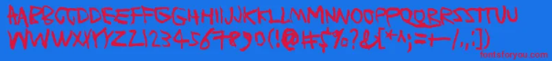 PlanetGarbage Font – Red Fonts on Blue Background