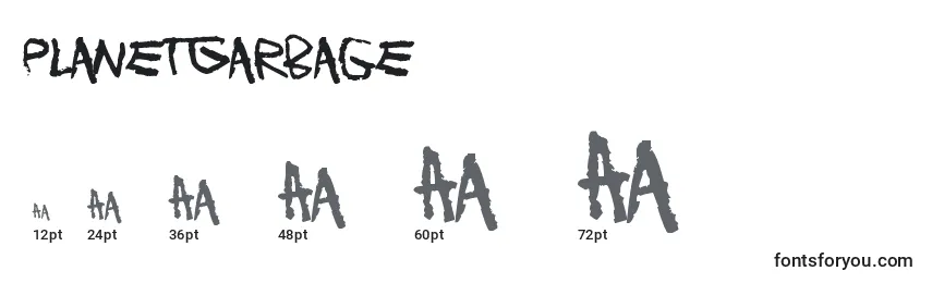 PlanetGarbage Font Sizes