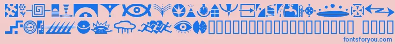 Simbolos1-Schriftart – Blaue Schriften auf rosa Hintergrund