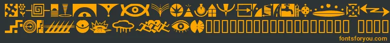 Simbolos1-Schriftart – Orangefarbene Schriften auf schwarzem Hintergrund