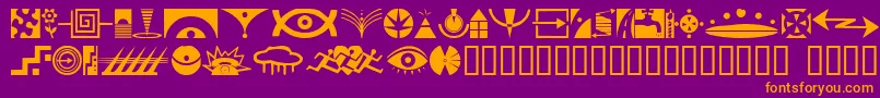 Simbolos1-Schriftart – Orangefarbene Schriften auf violettem Hintergrund