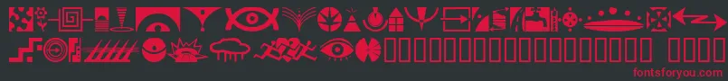 Simbolos1-Schriftart – Rote Schriften auf schwarzem Hintergrund