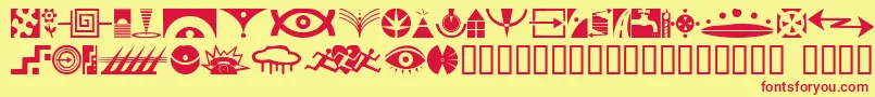 Simbolos1 Font – Red Fonts on Yellow Background