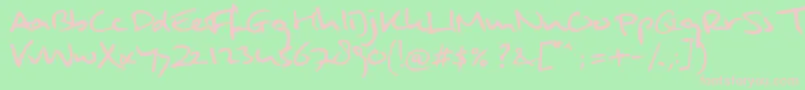 MuldersHandwriting-Schriftart – Rosa Schriften auf grünem Hintergrund