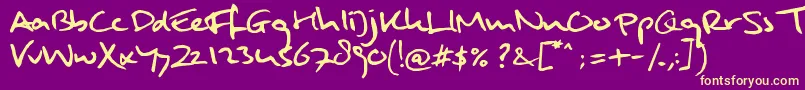 MuldersHandwriting Font – Yellow Fonts on Purple Background
