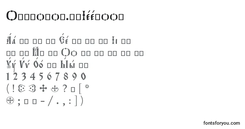 A fonte Orthodox.TtIeeroos – alfabeto, números, caracteres especiais