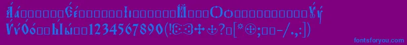 Orthodox.TtIeeroos-Schriftart – Blaue Schriften auf violettem Hintergrund
