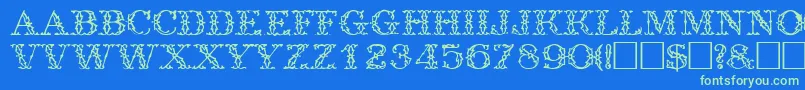 TrellisdisplaycapssskRegular Font – Green Fonts on Blue Background