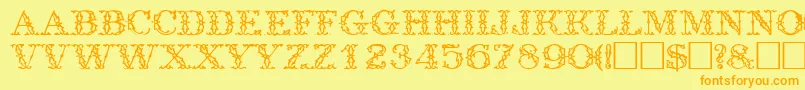 TrellisdisplaycapssskRegular Font – Orange Fonts on Yellow Background